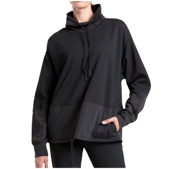 NEW‎ Athleta Hermosa Sweatshirt Size Small Black Mock Neck Oversized Pullover - Picture 1 of 16